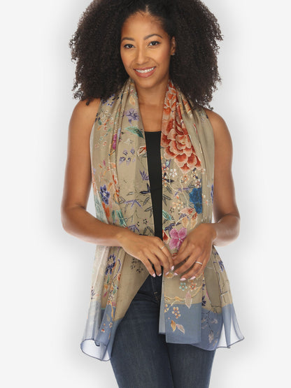 Scarf Queenly Radiant Cham in Sand Colorway Silk Scarf