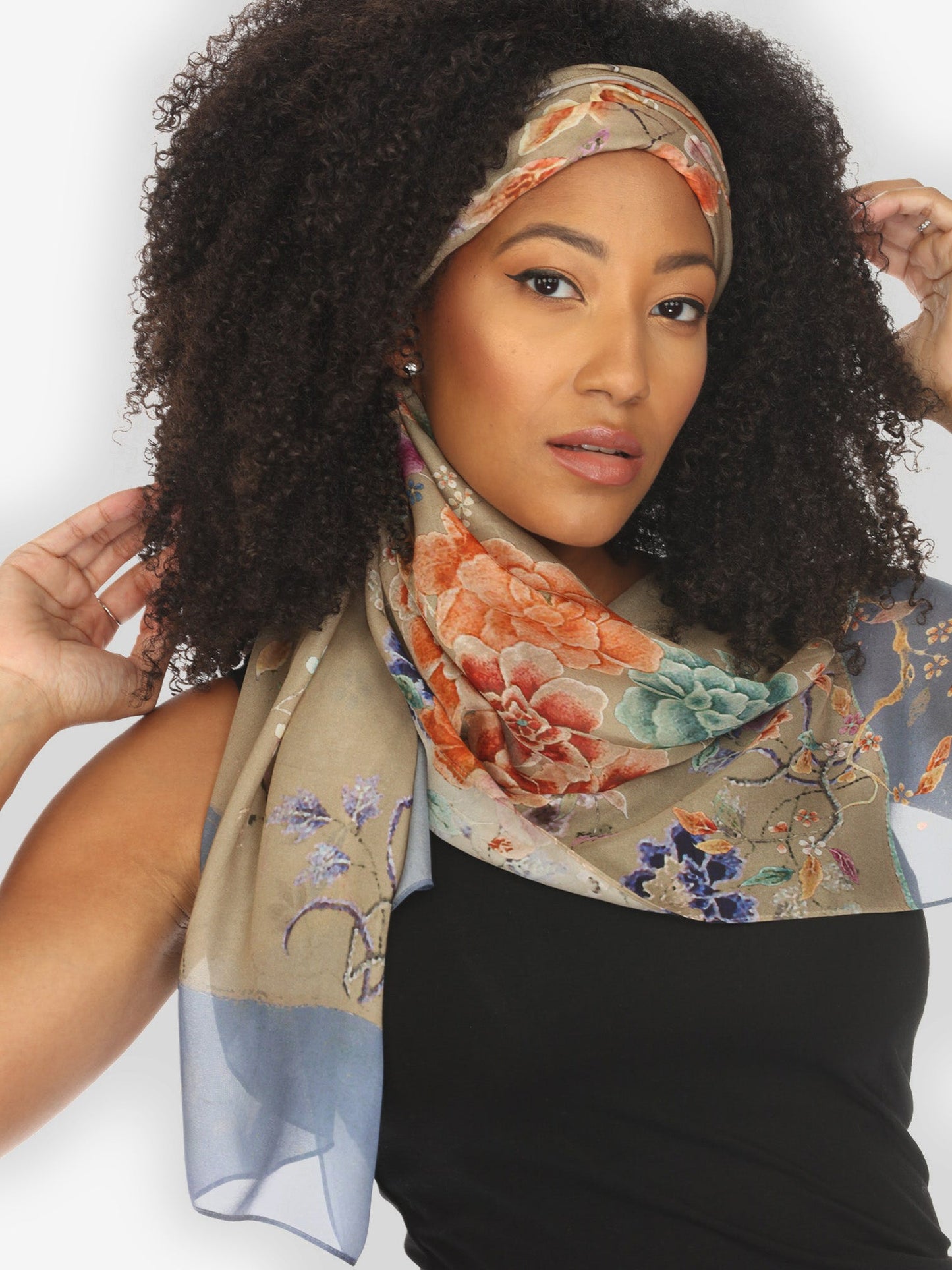 Scarf Queenly Radiant Cham in Sand Colorway Silk Scarf