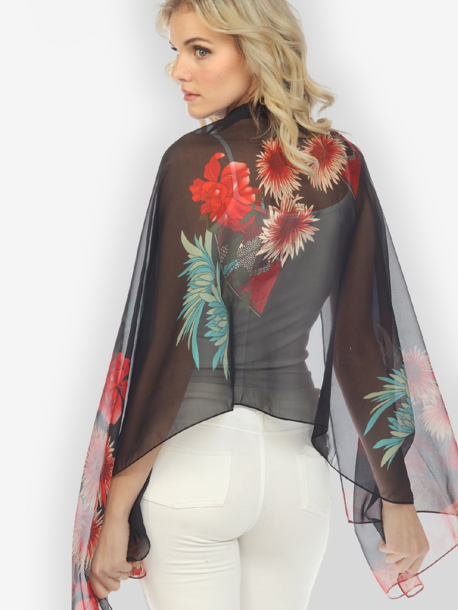 Scarf Chrysanthemum Border Silk Scarf