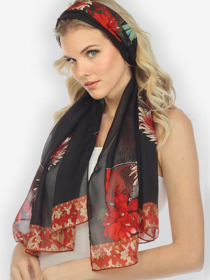 Scarf Chrysanthemum Border Silk Scarf