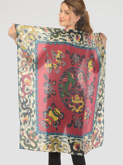 Scarf Dragon Border Silk Scarf