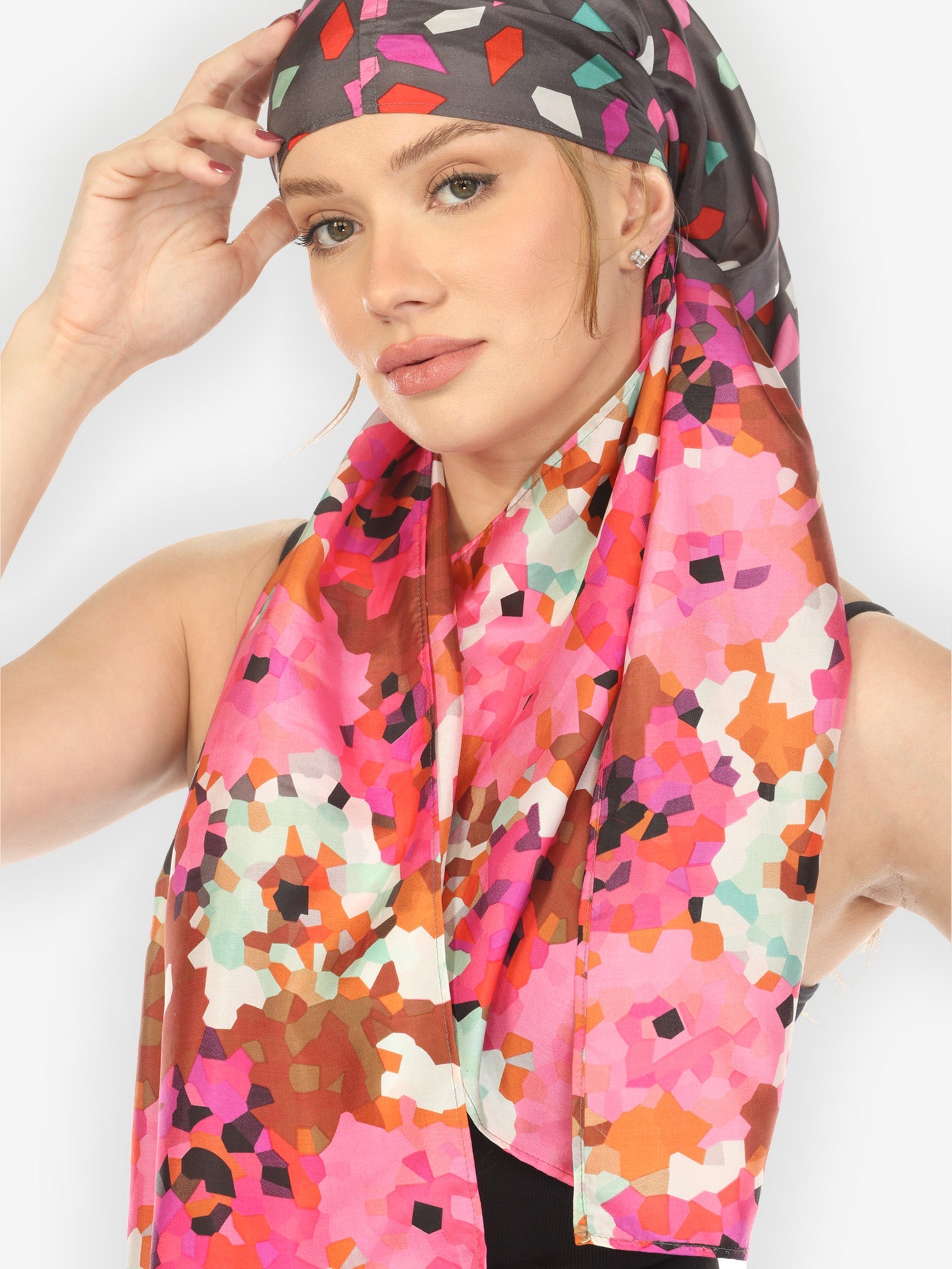 Silk Scarf Silk Patch Print Scarf