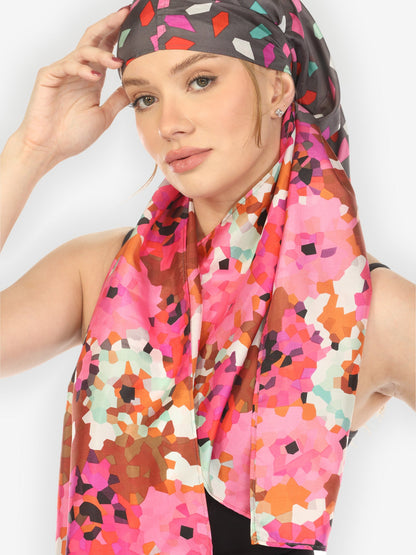 Silk Scarf Silk Patch Print Scarf