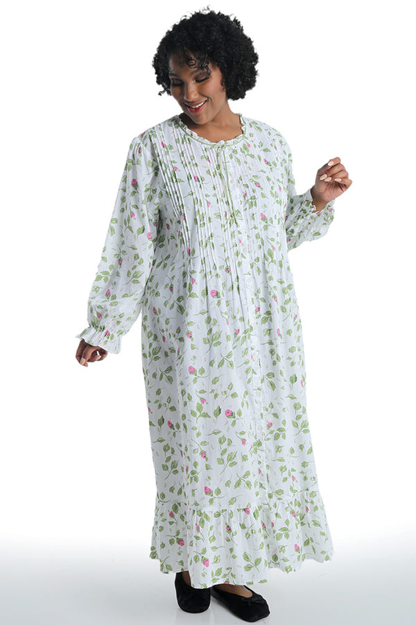 La Cera Mint and Pink Cotton Robe