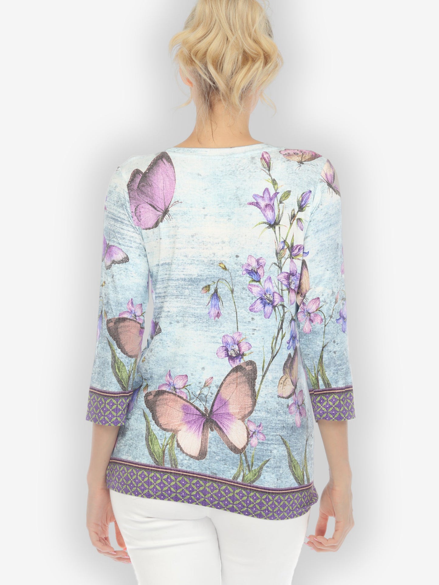 Tops Butterfly Flower Texture Exclusive Tee