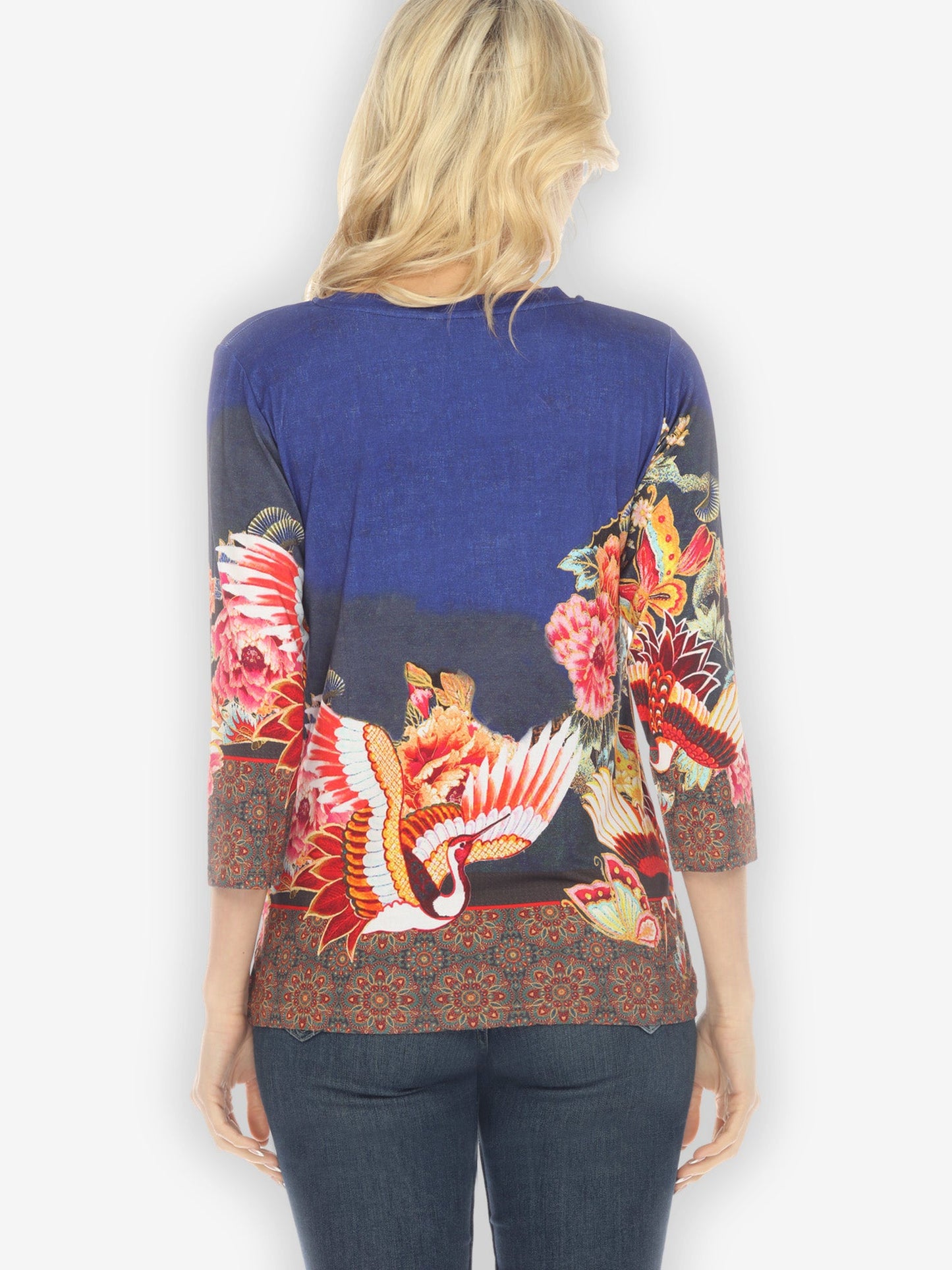 Tops Flower Butterfly Border Exclusive Tee