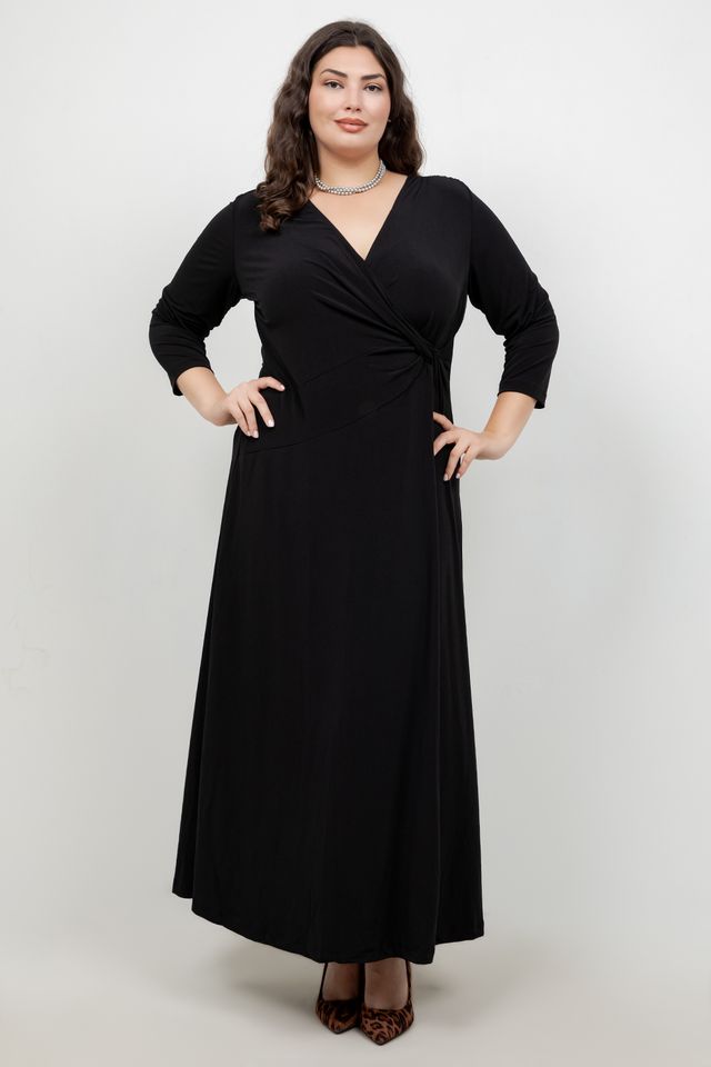 Vikki Vi Jersey Black Faux Wrap Maxi Dress