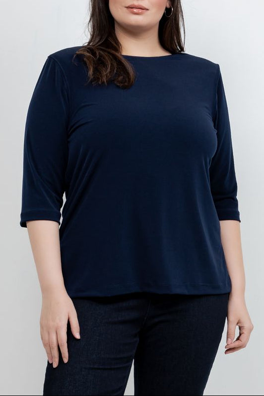 Tops Vikki Vi Jersey Navy 3/4 Sleeve Top