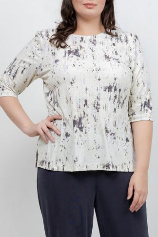 Vikki Vi Jersey Butter Haze 3/4 Sleeve Top | PlusbyDesign.com