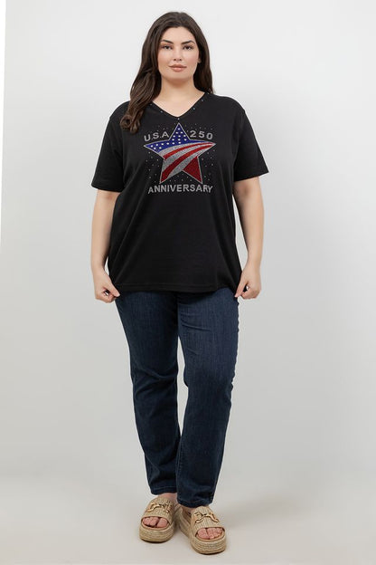Tops Americana Star V neck Top