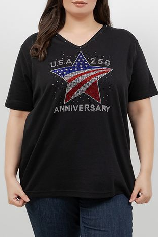 Tops Americana Star V neck Top