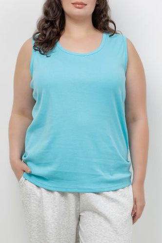 Tops Aqua Cotton Tank