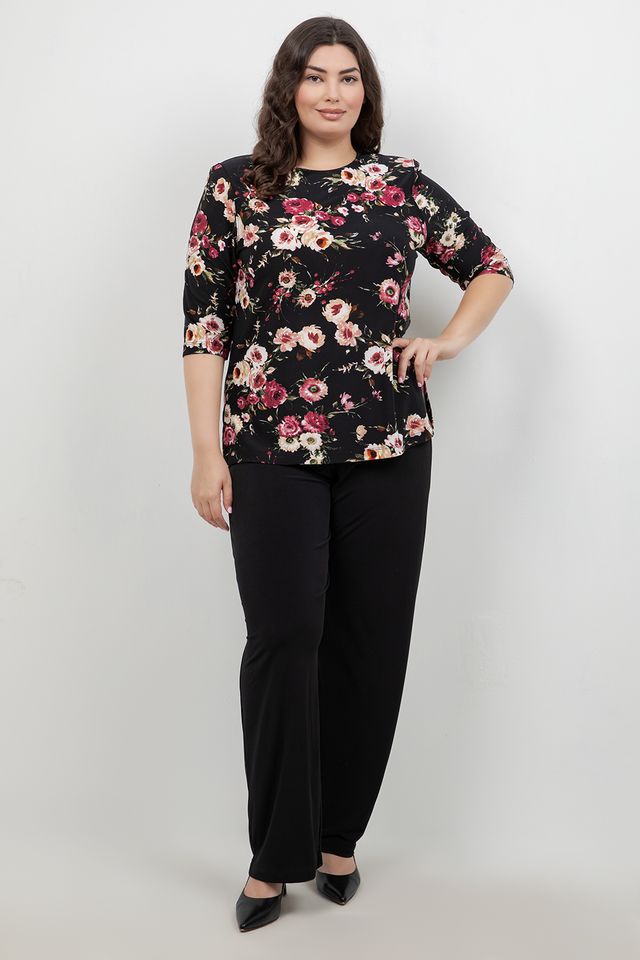 Vikki Vi Jersey Petite Rose 3/4 Sleeve Top