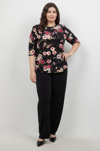 Vikki Vi Jersey Petite Rose 3/4 Sleeve Top