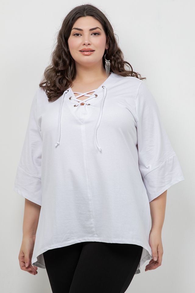 Tops White Lace Up Tee