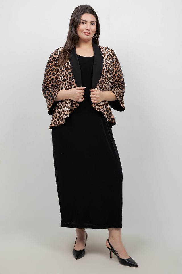 Eva Varro 3/4 Sleeve Peplum Animal Print Jacket