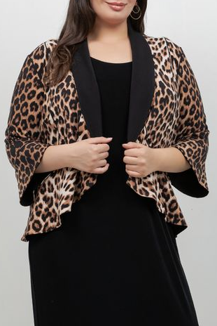Eva Varro 3/4 Sleeve Peplum Animal Print Jacket