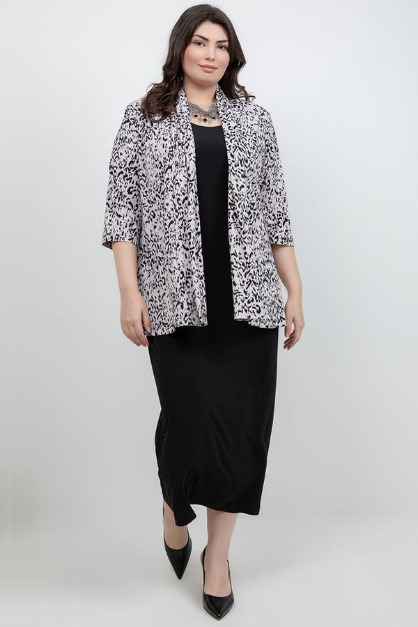 Vikki Vi Jersey Dust Cheetah 3/4 Sleeve Kimono Jacket