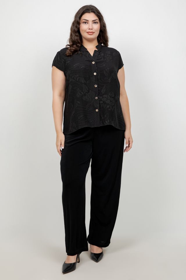 Solid Black Silk Cap Sleeve Blouse