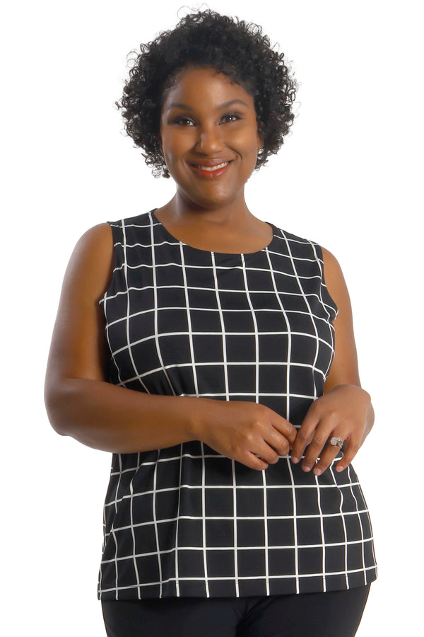 Vikki Vi Jersey Window Pane Tank