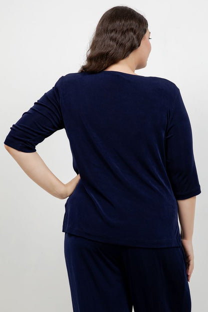 Vikki Vi Classic Navy 3/4 Sleeve Top