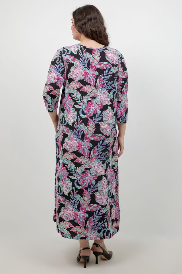 Vikki Vi Jersey Tropical Nights V Neck Pocket Dress