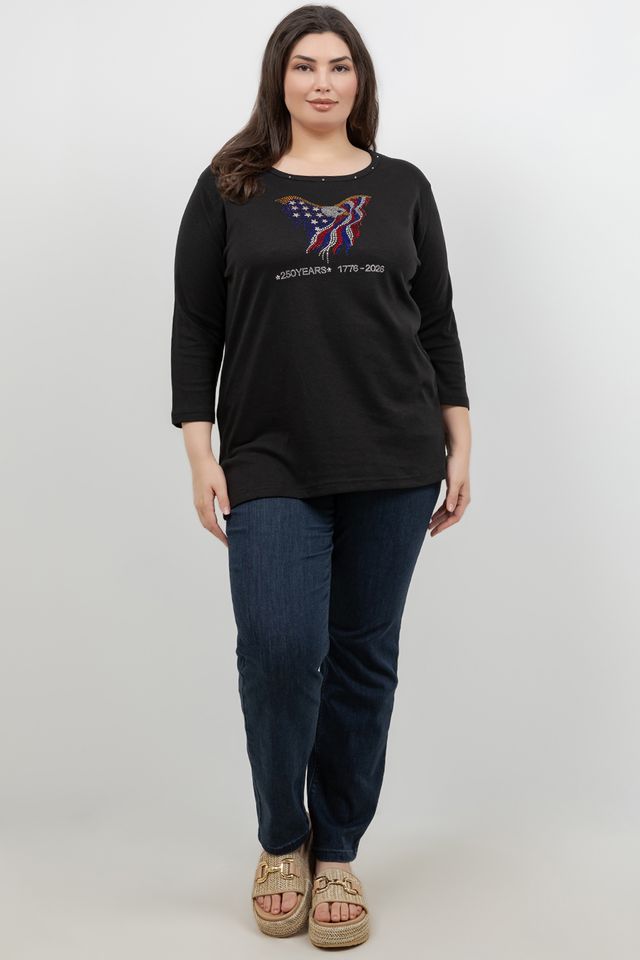 Tops Americana Eagle 3/4 Sleeve Top