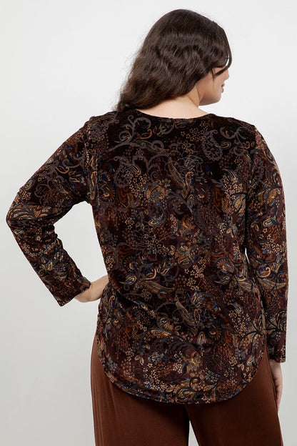 Karen Kane 3/4 Sleeve Velvet Paisley Tunic