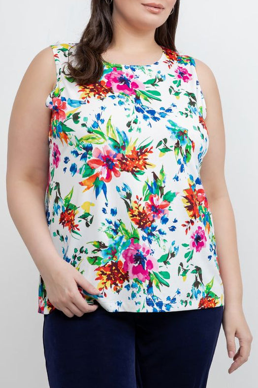 Tops Vikki Vi Jersey Spring Floral Tank