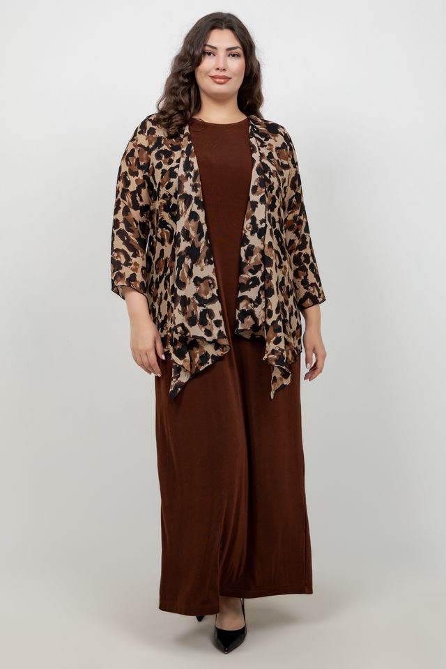 Vikki Vi Classic Bronze Jewel Neckline Maxi Dress