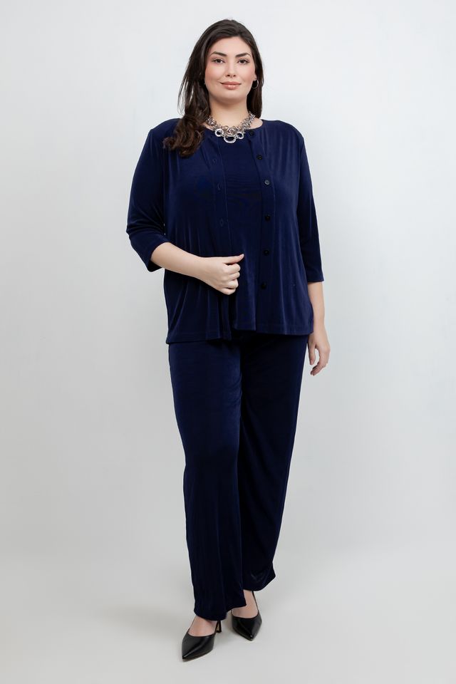 Jackets Vikki Vi Classic Navy 3/4 Sleeve Cardigan