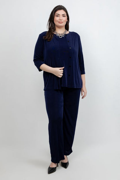 Jackets Vikki Vi Classic Navy 3/4 Sleeve Cardigan