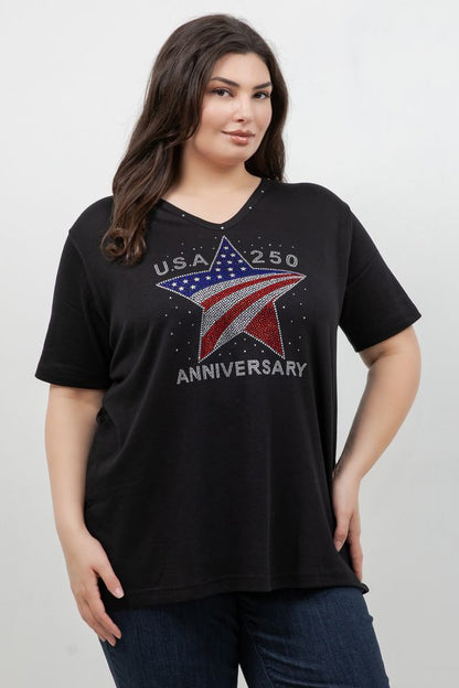 Tops Americana Star V neck Top