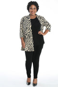 Vikki Vi Jersey Ivory Zebra 3/4 Sleeve Kimono Jacket