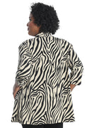 Vikki Vi Jersey Ivory Zebra 3/4 Sleeve Kimono Jacket