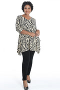 Vikki Vi Jersey Ivory Zebra Handkerchief Tunic