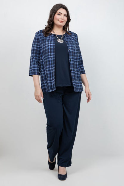 Jackets Vikki Vi Jersey Urban Plaid 3/4 Sleeve Cardigan