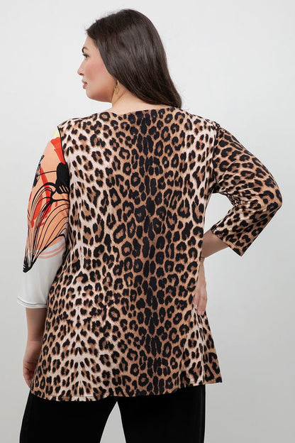 Eva Varro 3/4 Sleeve Grommet Tunic Top