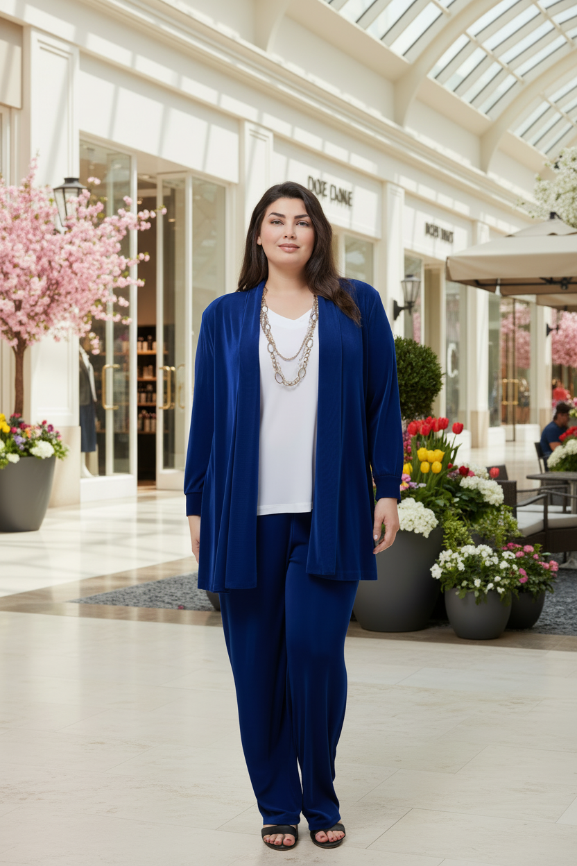 Jackets Vikki Vi Classic Royal Blue Long Kimono Jacket