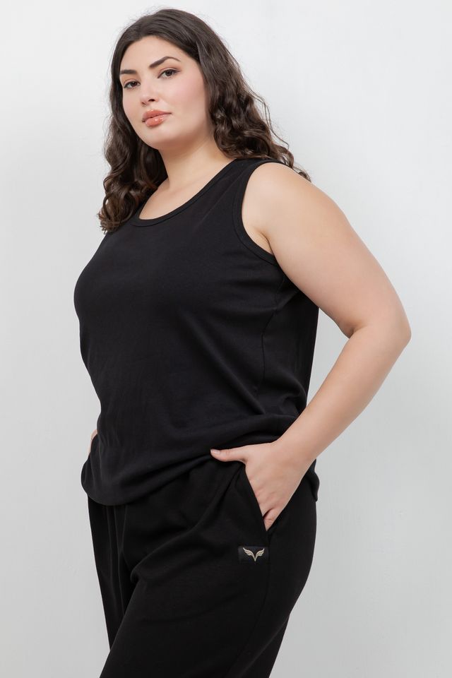 Tops Black Cotton Tank