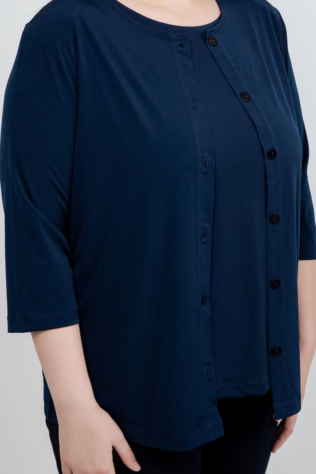 Jackets Vikki Vi Jersey Navy 3/4 Sleeve Cardigan