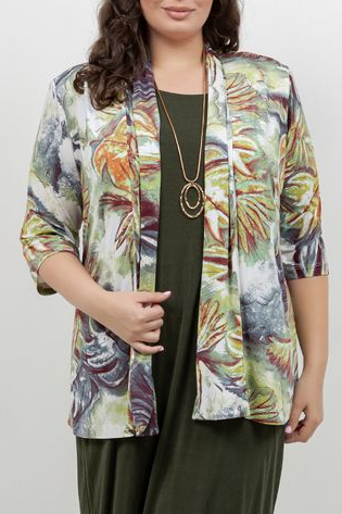 Vikki Vi Jersey Watercolour Palm 3/4 Kimono Jacket