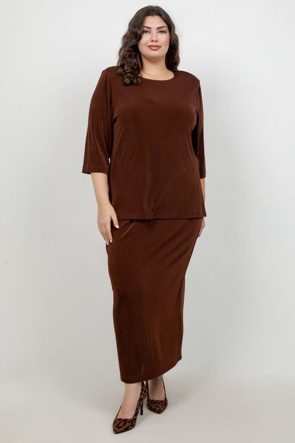Vikki Vi Classic Bronze Straight Maxi Skirt