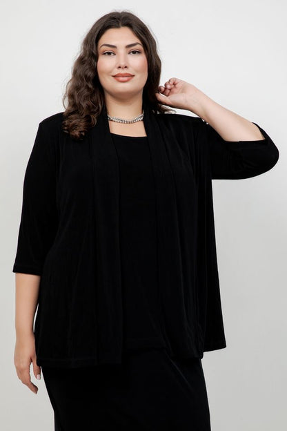 Vikki Vi Classic Black 3/4 Sleeve Kimono Jacket