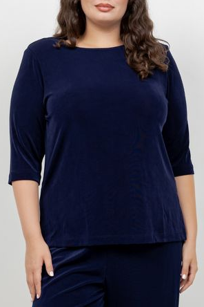 Vikki Vi Classic Navy 3/4 Sleeve Top