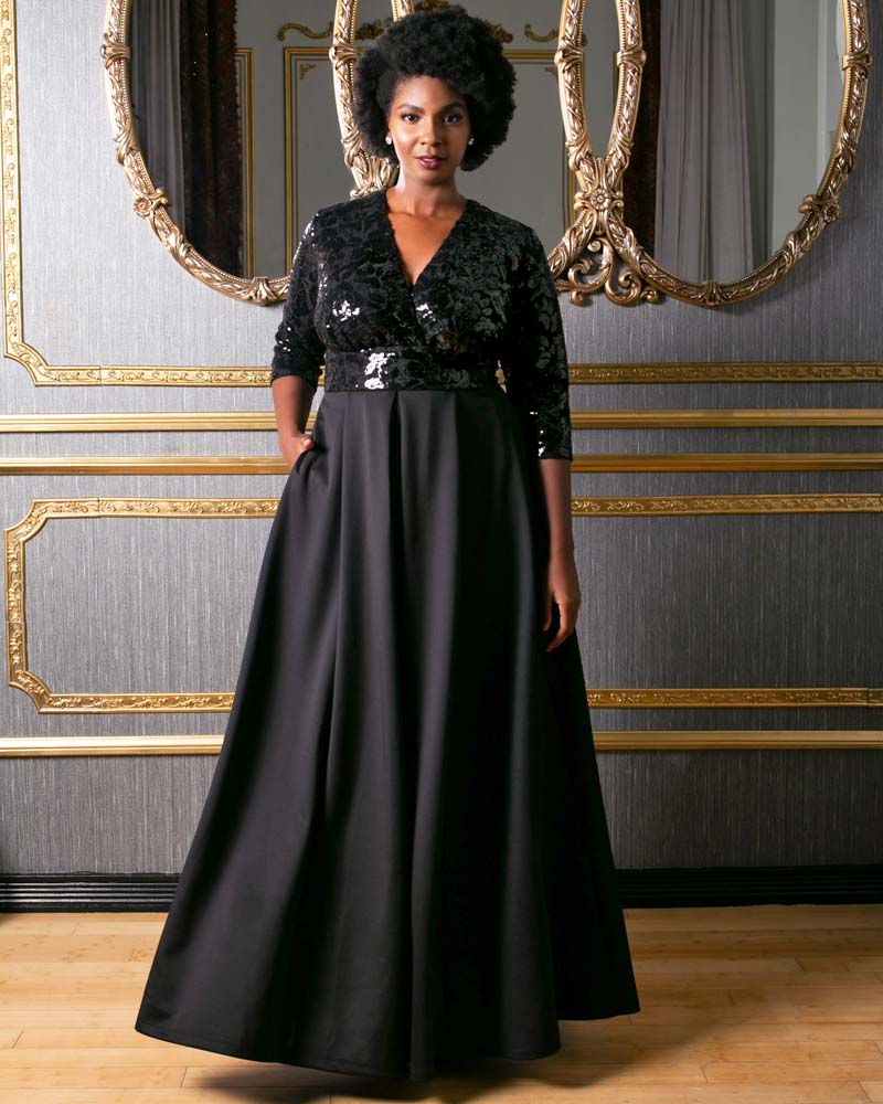 Dresses Paris Pleated Sequin Gown