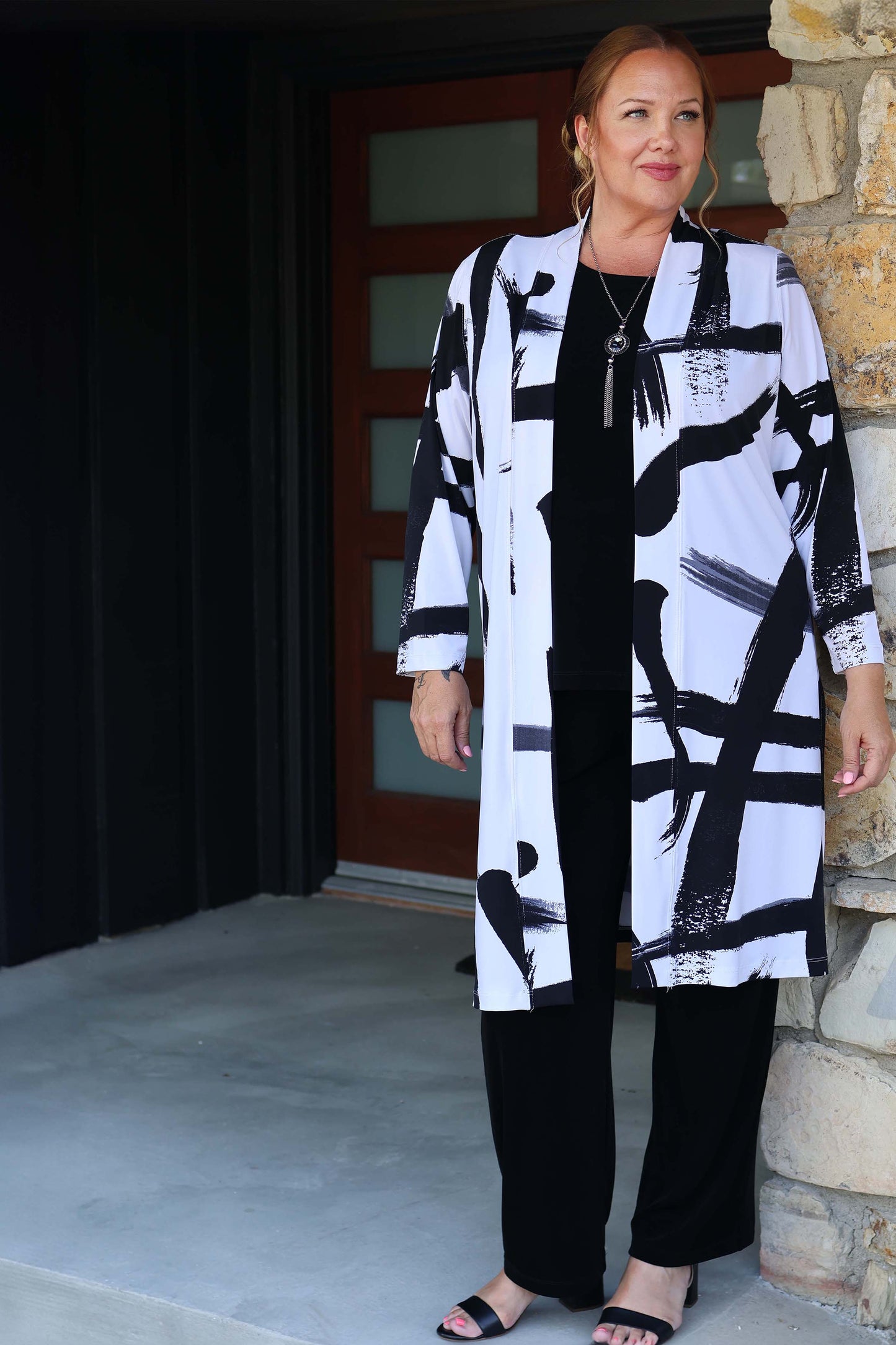 Jackets Vikki Vi Jersey Zen Long Sleeve Kimono Duster