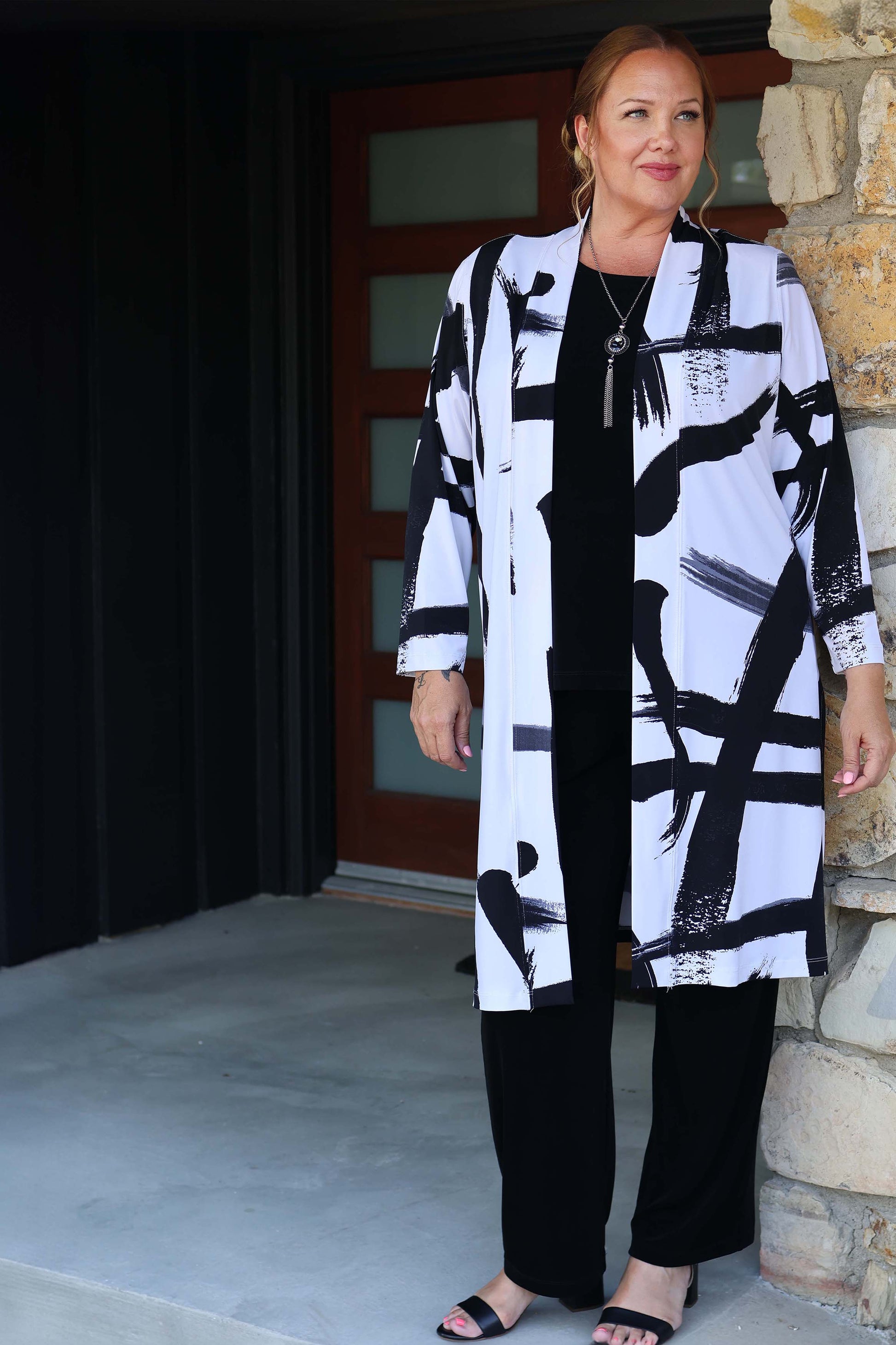 Jackets Vikki Vi Jersey Zen Long Sleeve Kimono Duster