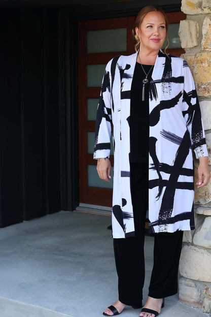 Jackets Vikki Vi Jersey Zen Long Sleeve Kimono Duster