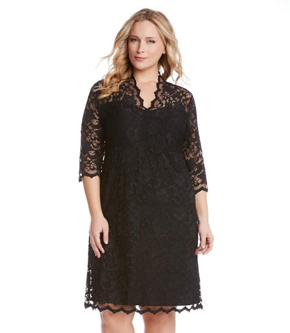 dress Plus Size V-Neck Scallop Lace Dress